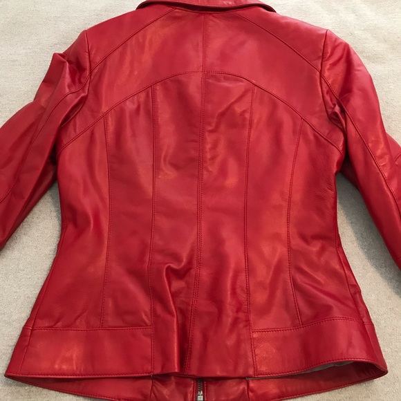 Danier | Red Italian Leather Jacket  XS ~ NWOT - Picture 2 of 15